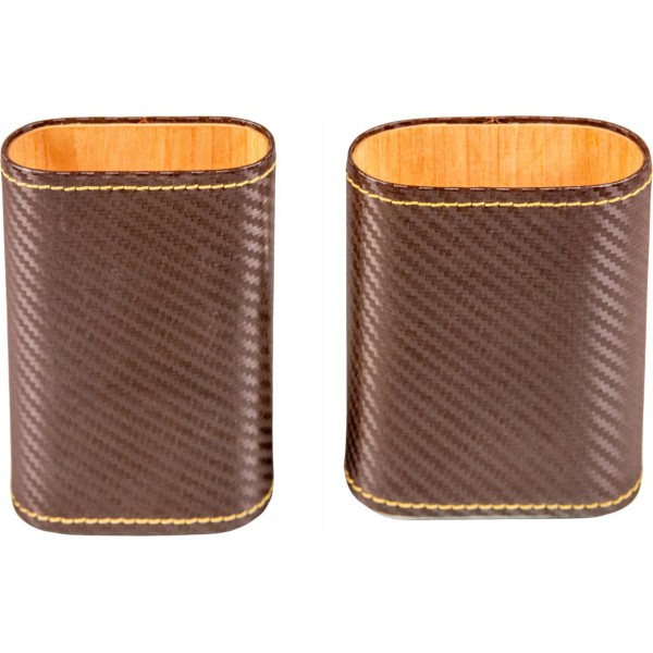 Zigarren Schiebe-Etui Leder d'braun carbonfinish, 3er