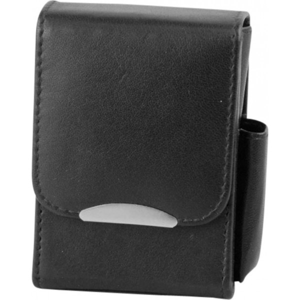 Zigaretten-Packungsetui Leder schwarz 85mm