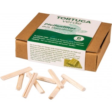 Tortuga verde Pfeifenfilter aus Balsa 6mm, Inh. 68 Fil.