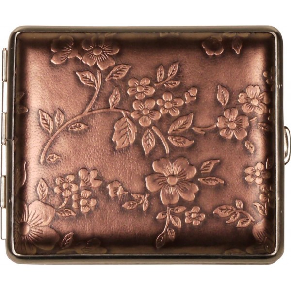 Zigtt.-Etui v.H. KL Blumen bronze Rahmen Nickel matt 18er