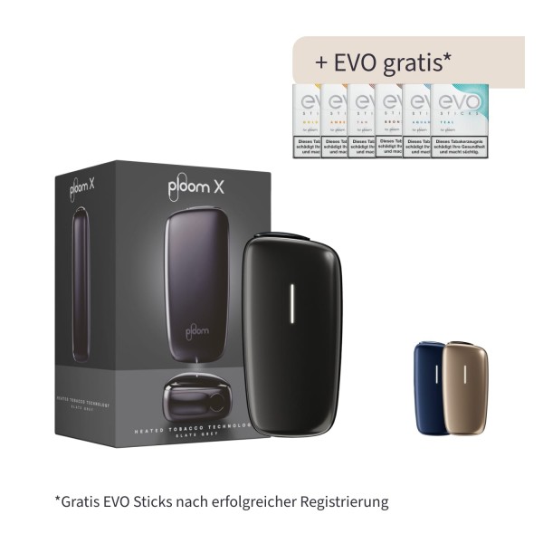PLOOM X GREY SLATE DEVICE inklusive 8 Packungen EVO Sticks Gratis