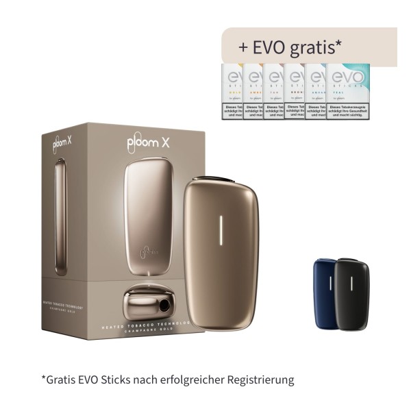 PLOOM X CHAMPAGNE GOLD DEVICE inklusive 8 Packungen EVO Sticks Gratis