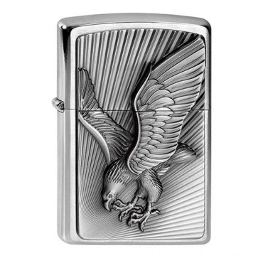 Feuerzeug Zippo Eagle aus Chrom gebürstet in silber seidenmatt mit Emblem