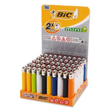 Feuerzeug Einweg BiC Mini aus Kunststoff in Unifarben 50 Stück