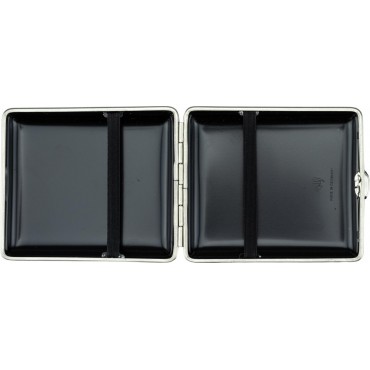Zigtt.-Etui v.H. Leder petrol, Rahmen silber 18er