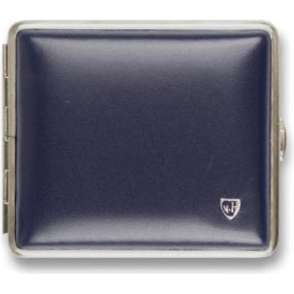 Zigtt.-Etui v.H. Soft-Leder nachtblau Rahmen nickel 18er