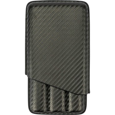 Zigarren Schiebe-Etui Lederoptik Carbondesign 3er