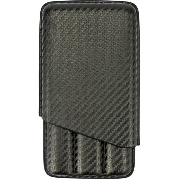 Zigarren Schiebe-Etui Lederoptik Carbondesign 3er