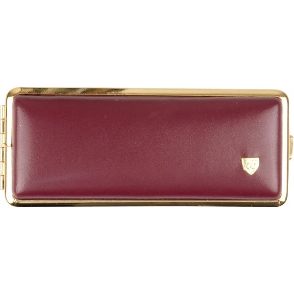 Zigtt.-Etui v.H. Leder bordeaux Rahmen vergoldet 100/8er