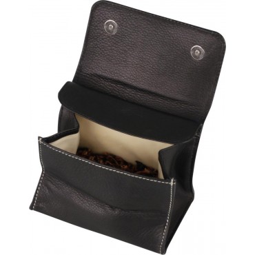 Tabakstellbeutel Leder schwarz 11cm
