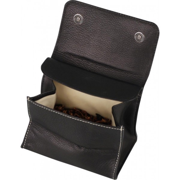 Tabakstellbeutel Leder schwarz 11cm