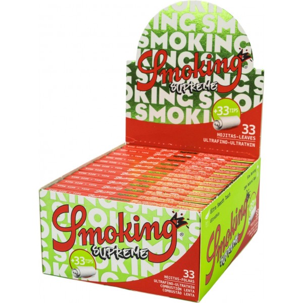 SMOKING KINGSIZE SUPREME Ultrafine Zigtt.-Papier+Tips( je24)
