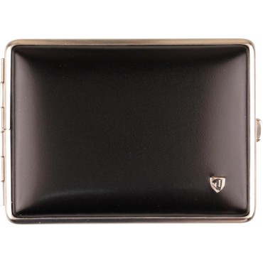 Zigtt.-Etui v.H. Soft-Leder schwarz Rahmen nickel matt 100m