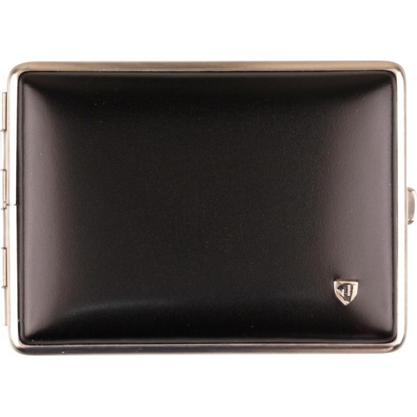 Zigtt.-Etui v.H. Soft-Leder schwarz Rahmen nickel matt 100m