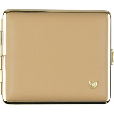 Zigtt.-Etui v.H. Soft-Leder beige, Rahmen vergoldet 18er