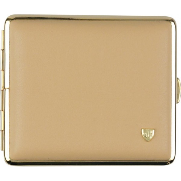 Zigtt.-Etui v.H. Soft-Leder beige, Rahmen vergoldet 18er