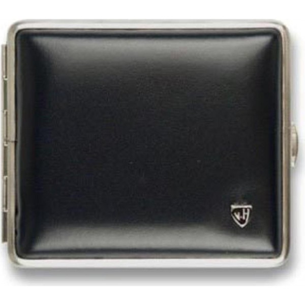 Zigtt.-Etui v.H. Soft-Leder schwarz Rahmen nickel 18er