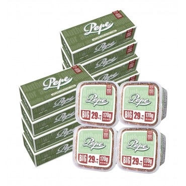 4 x Pepe BRIGHT Volumen Tabak Eimer 170 Gramm & 8 x Schachteln Pepe Hülsen