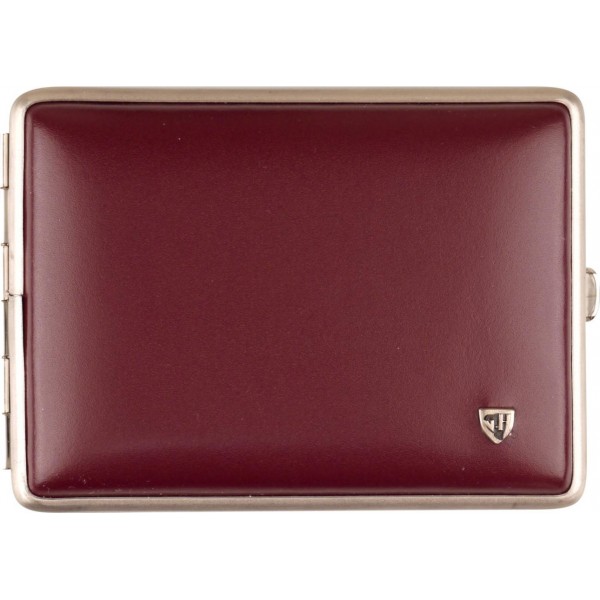 Zigtt.-Etui v.H. Soft-Leder rot Rahmen nickel matt 100mm/18e