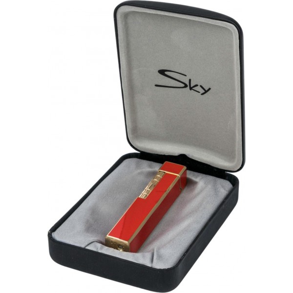SKY Feuerzeug "Iconic" rot/gold Sz