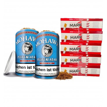 2 x Mohawk Pfeifentabak à 150 Gramm & 1.000 Mark 1 Zigarettenhülsen