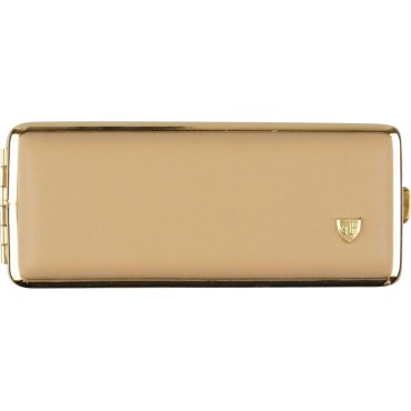 Zigtt.-Etui v.H. Soft-Leder beige, Rahmen vergoldet 100mm/8