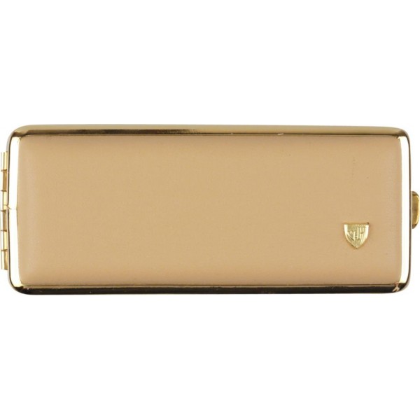 Zigtt.-Etui v.H. Soft-Leder beige, Rahmen vergoldet 100mm/8