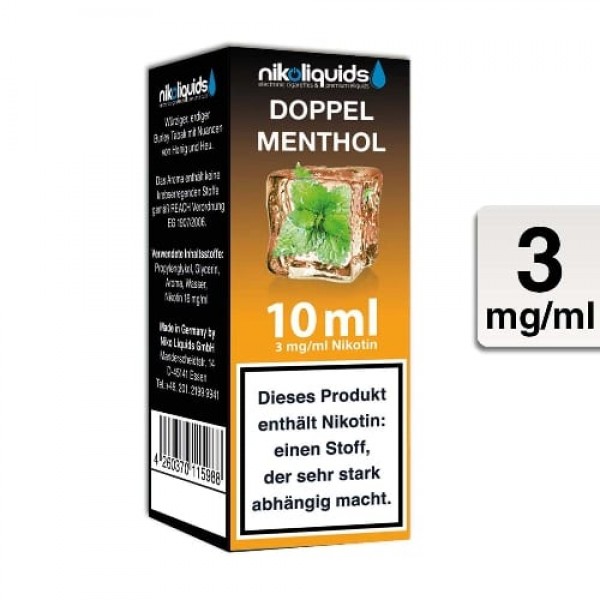 E-Liquid Nikoliquids Doppel Menthol 3 mg/ml Flasche 10 ml